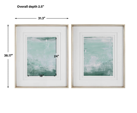 Uttermost Coastal Patina Modern Framed Prints - Set Of 2 - Home Elegance USA