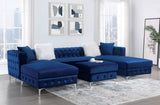 Ciabattoni - Sectional With Ottoman - Navy - Home Elegance USA