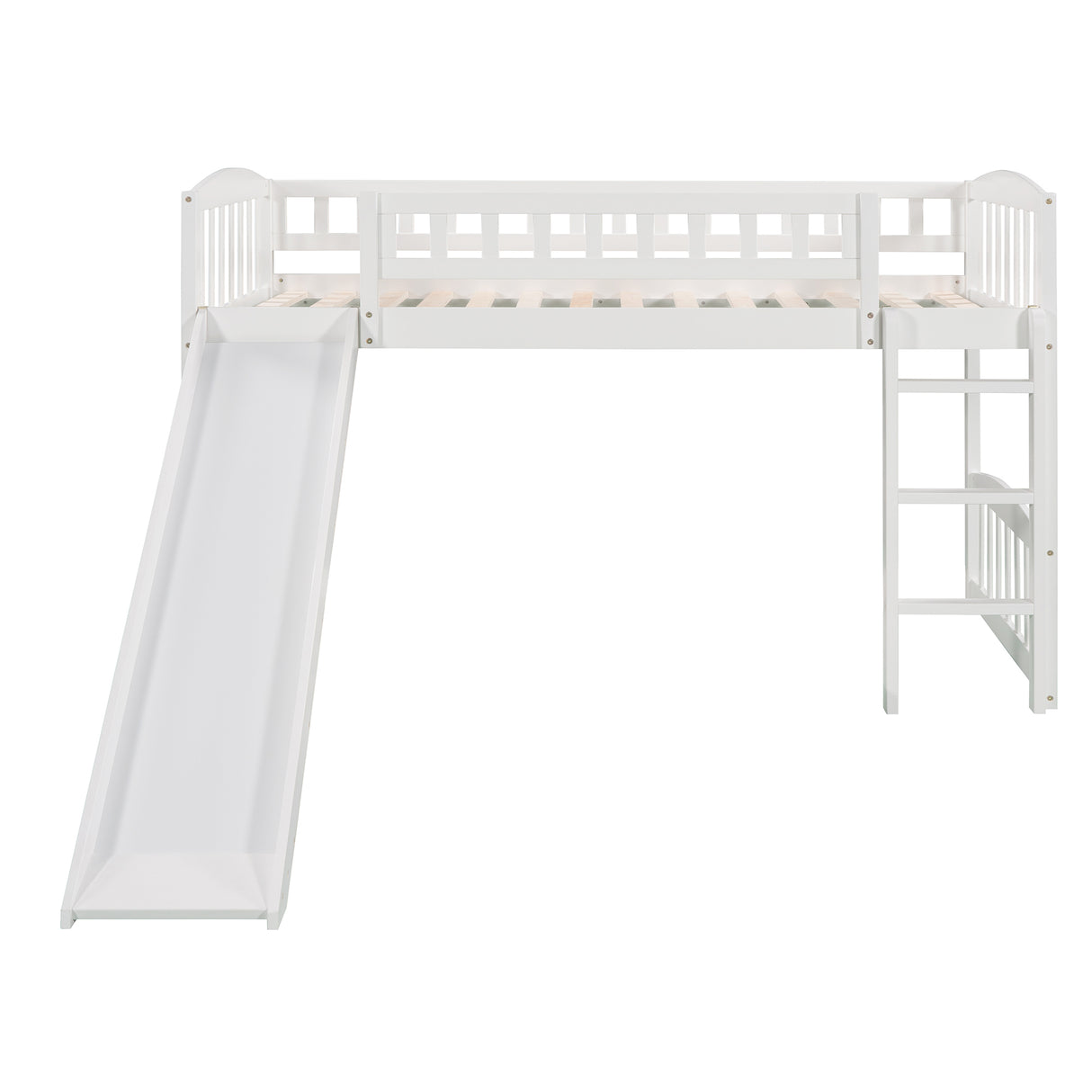 Twin size Loft Bed with Slide and Ladder, White(OLD SKU: LP000504AAK) - Home Elegance USA