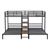 Metal Twin over Twin & Twin Bunk Bed, Triple Bunk Bed with Storage Shelves Staircase, Black - Home Elegance USA