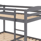 Twin over Twin over Twin Bed L-shaped Bunk Bed, Pine Wood Bed Frame, Gray - Home Elegance USA