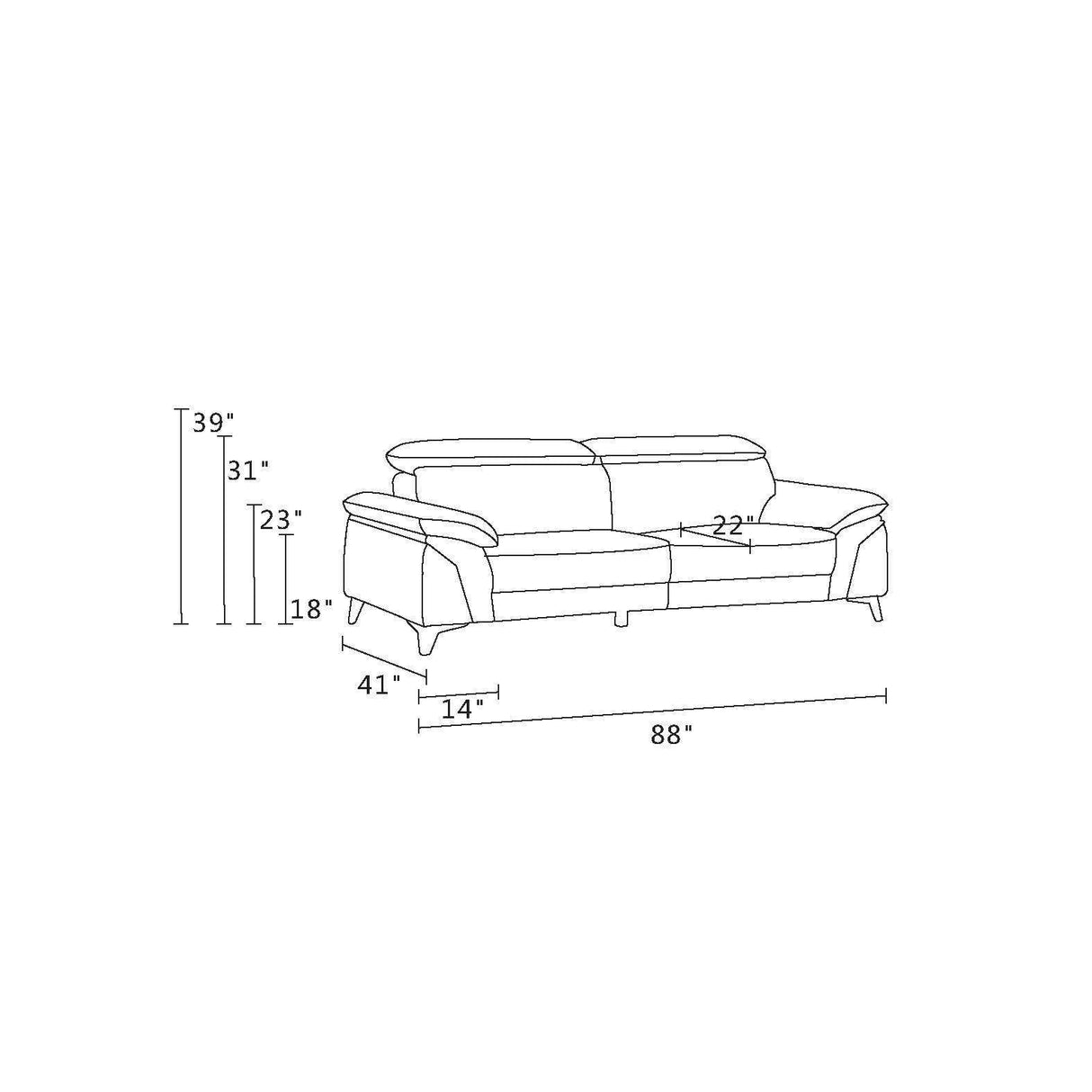 Global United Top Grain Italian Leather Loveseat Home Elegance USA