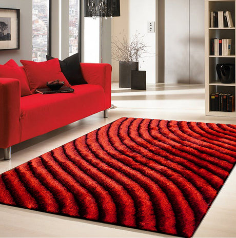 ​"3D Shaggy" Hand Tufted Area Rug Red - Home Elegance USA