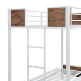 Twin-Over-Futon Bunk Bed, Metal Futon Bunk Bed Frame with Guardrails and Ladder(White)(OLD SKU:LP000096AAK) - Home Elegance USA