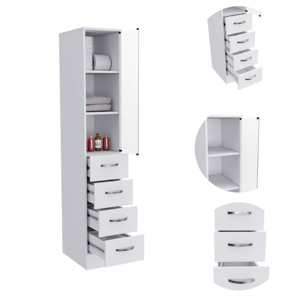 Montana 2 Piece Bathroom Set,  Acra Free Standing Vanity + Magna Linen Cabinet , White