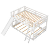 Full over Full Bunk Bed with Convertible Slide and Ladder, White - Home Elegance USA