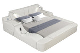 Zoya Smart Multifunctional Queen Size Bed Made with Wood in White - Home Elegance USA