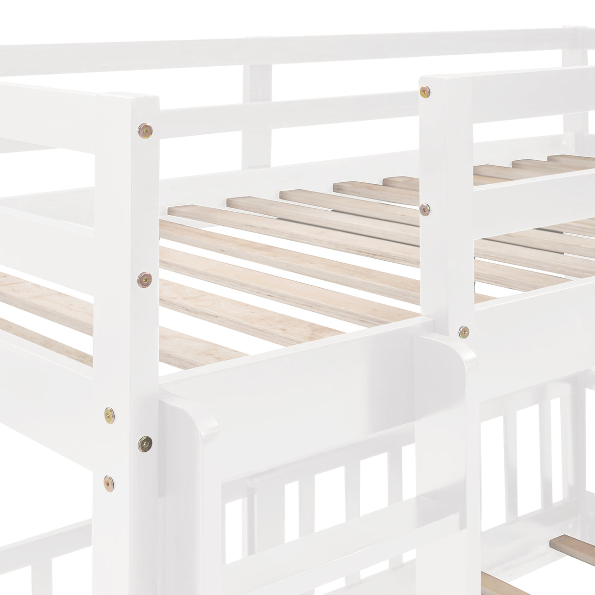 Twin Over Twin Bunk Bed with Slide and Ladder, White（Old SKU:LP000009AAK） - Home Elegance USA