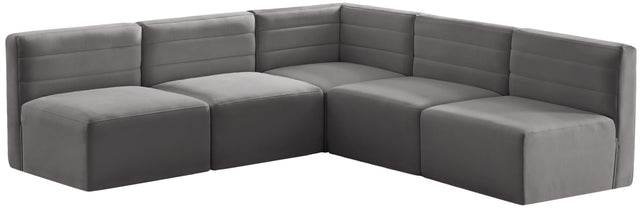 Quincy - Modular Sectional 5 Piece - Grey - Fabric - Modern & Contemporary - Home Elegance USA