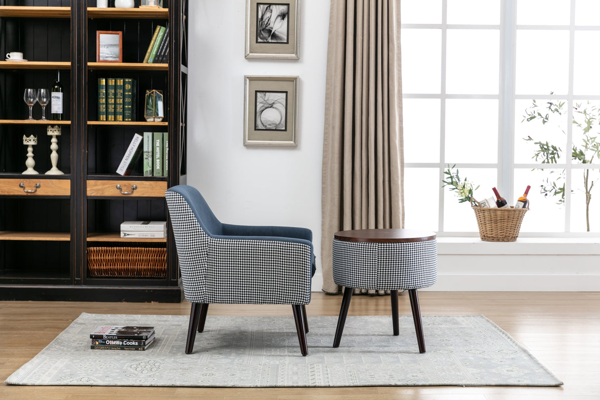 Casual Living Room Accent Chair and Side Table w Storage Blue Color Comfortable Contemporary Living Room Furniture - Home Elegance USA