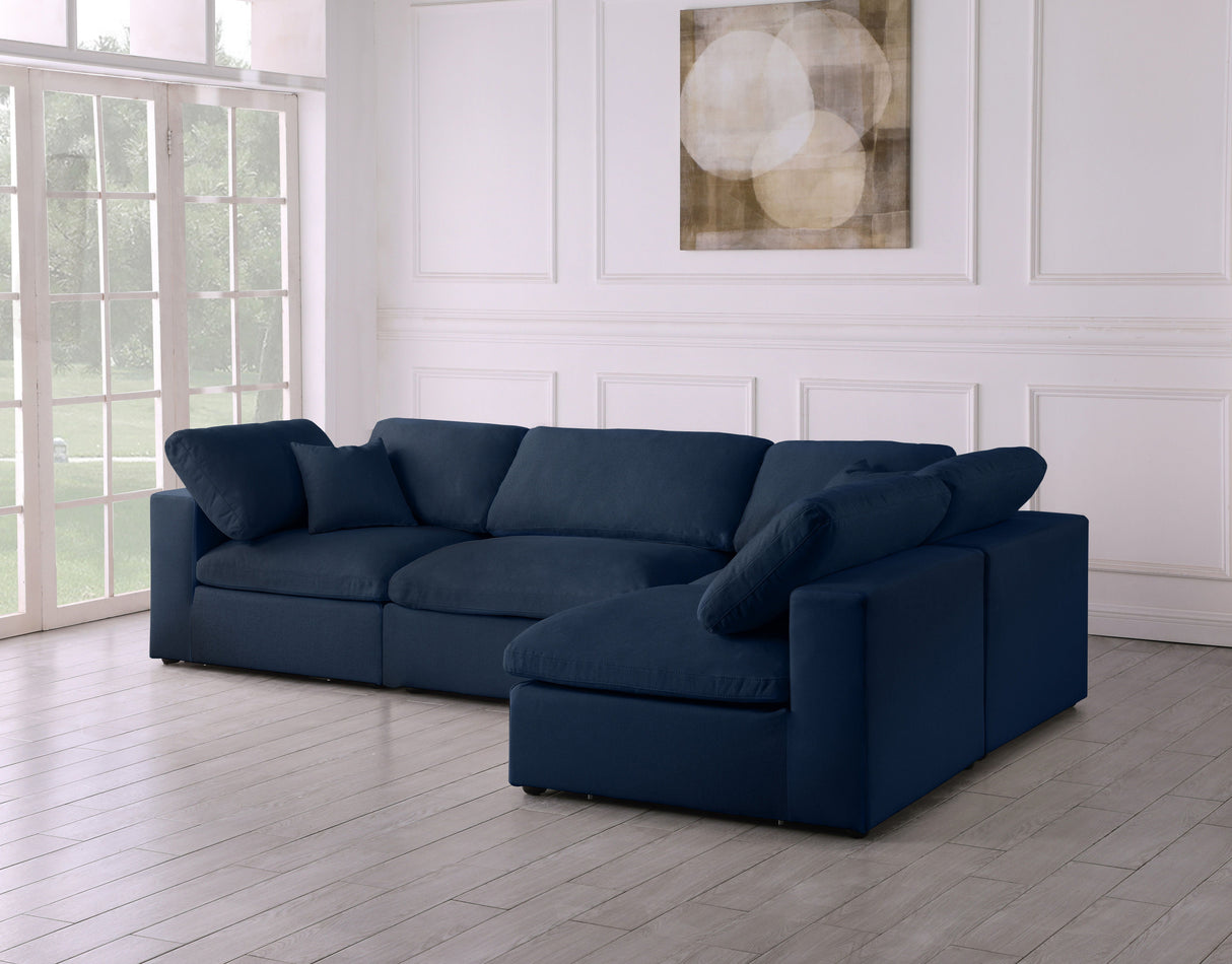 Serene - Cloud Modular Sectional 4 Piece - Navy - Home Elegance USA