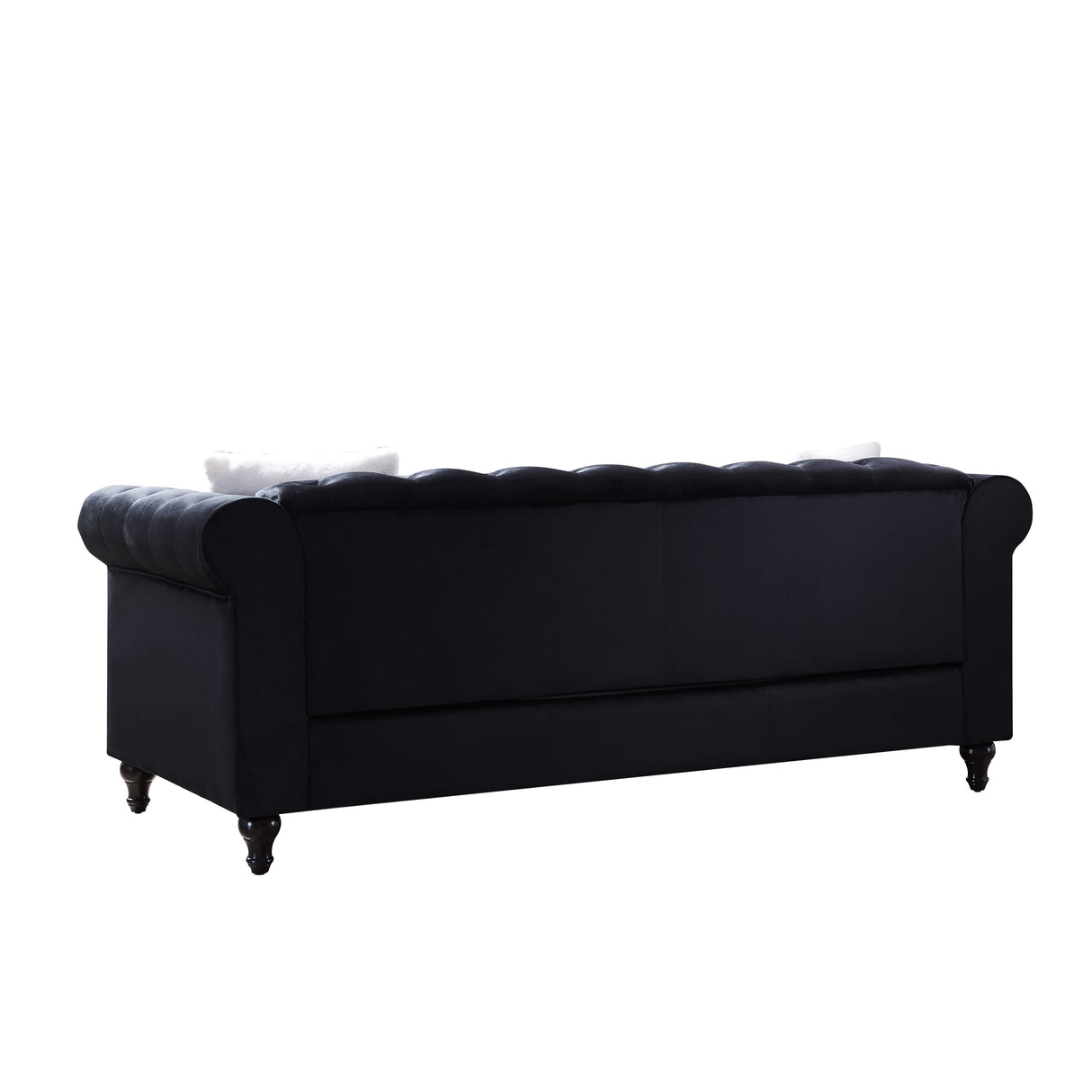 Sofa chair, with button and copper nail on arms and back, one white villose pillow, velvet Black (38"x34.5"x30") Home Elegance USA