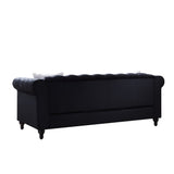 Sofa chair, with button and copper nail on arms and back, one white villose pillow, velvet Black (38"x34.5"x30") Home Elegance USA