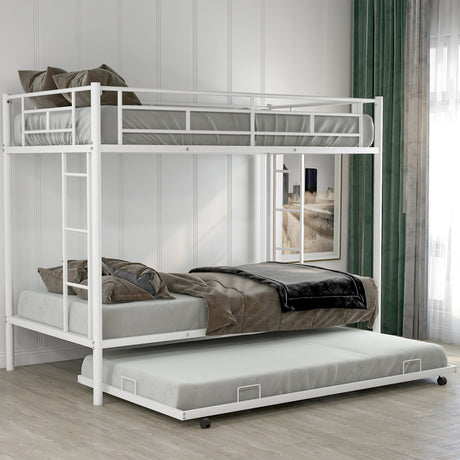 Twin over Twin Bunk Bed with Trundle, White(OLD SKU:MF192387AAK) - Home Elegance USA