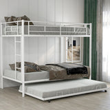 Twin over Twin Bunk Bed with Trundle, White - Home Elegance USA