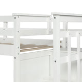 Solid Wood Bunk Bed, Hardwood Twin Over Twin Bunk Bed with Trundle and Staircase, Natural White Finish(OLD SKU :LP000068AAP) - Home Elegance USA