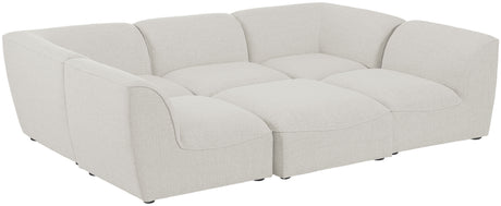 Miramar - Modular Sectional 6 Piece - Cream - Fabric - Modern & Contemporary - Home Elegance USA