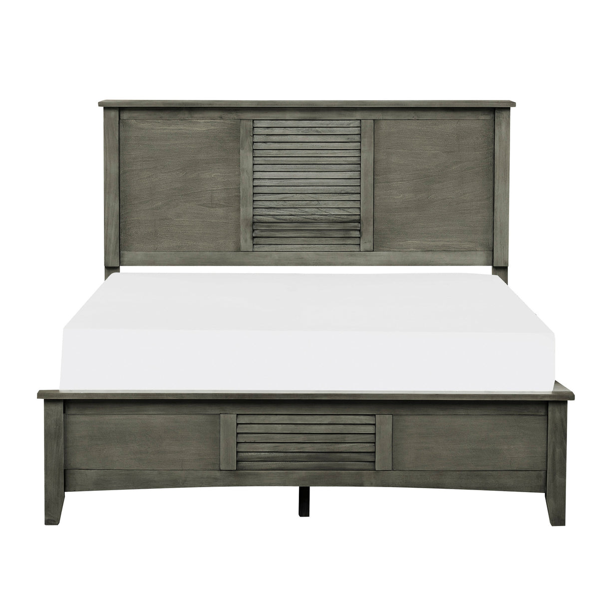 Transitional Style Cool Gray Finish 1pc Queen Size Bed Birch Veneer Wood Bedroom Furniture - Home Elegance USA