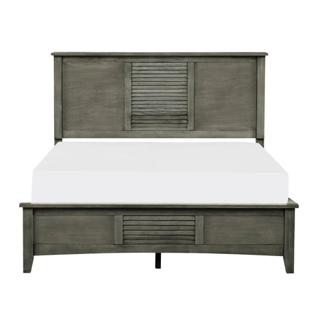 Transitional Style Cool Gray Finish 1pc Queen Size Bed Birch Veneer Wood Bedroom Furniture - Home Elegance USA