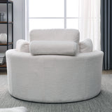 [Video] Welike Swivel Accent Barrel Modern Sofa Lounge Club Big Round Chair with Storage Ottoman Linen Fabric for Living Room Hotel with Pillows. *2PCS Home Elegance USA