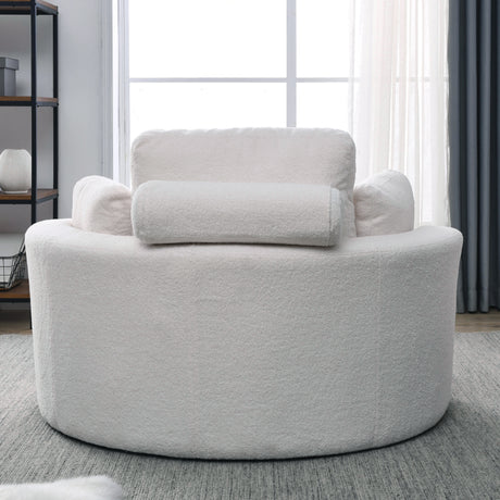 [Video] Welike Swivel Accent Barrel Modern Sofa Lounge Club Big Round Chair with Storage Ottoman Linen Fabric for Living Room Hotel with Pillows. *2PCS Home Elegance USA