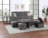 Moseberg Rustic Wood Coffee Table with Storage Stools and End Table Set - Home Elegance USA