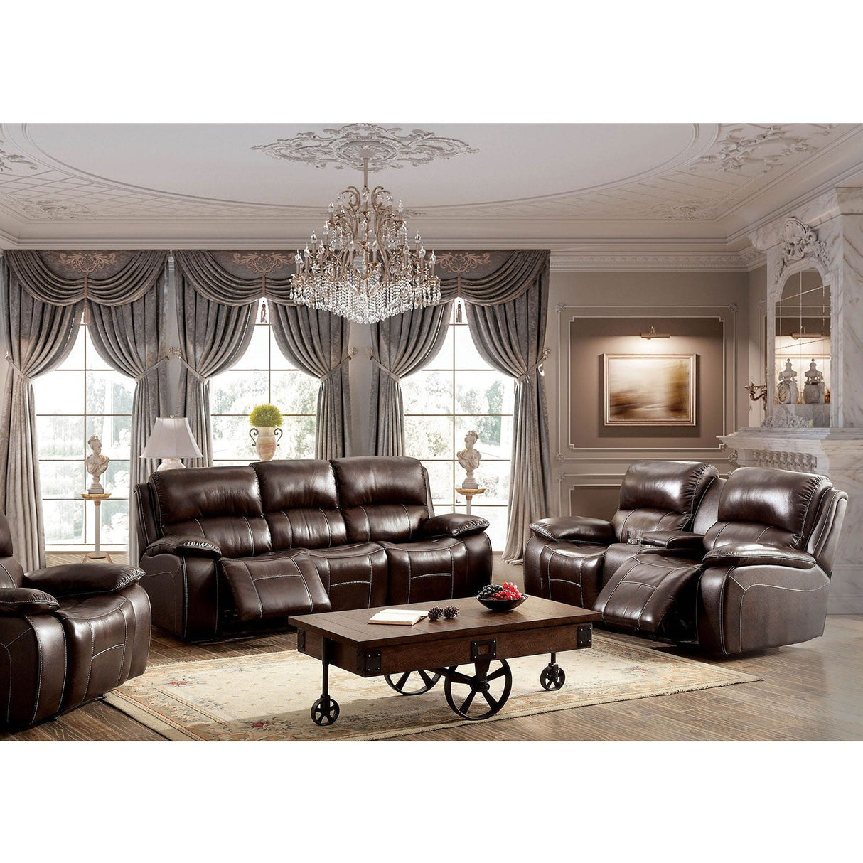 Ruth - Sofa & Love Seat & Chair - Brown - Home Elegance USA