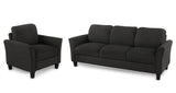 Living Room Furniture chair  and 3-seat Sofa (Black) Home Elegance USA