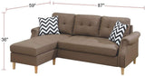 Living Room Corner Sectional Light Coffee Polyfiber Chaise sofa Reversible Sectional - Home Elegance USA