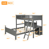 Twin over Full Loft Bed with Cabinet, Gray - Home Elegance USA