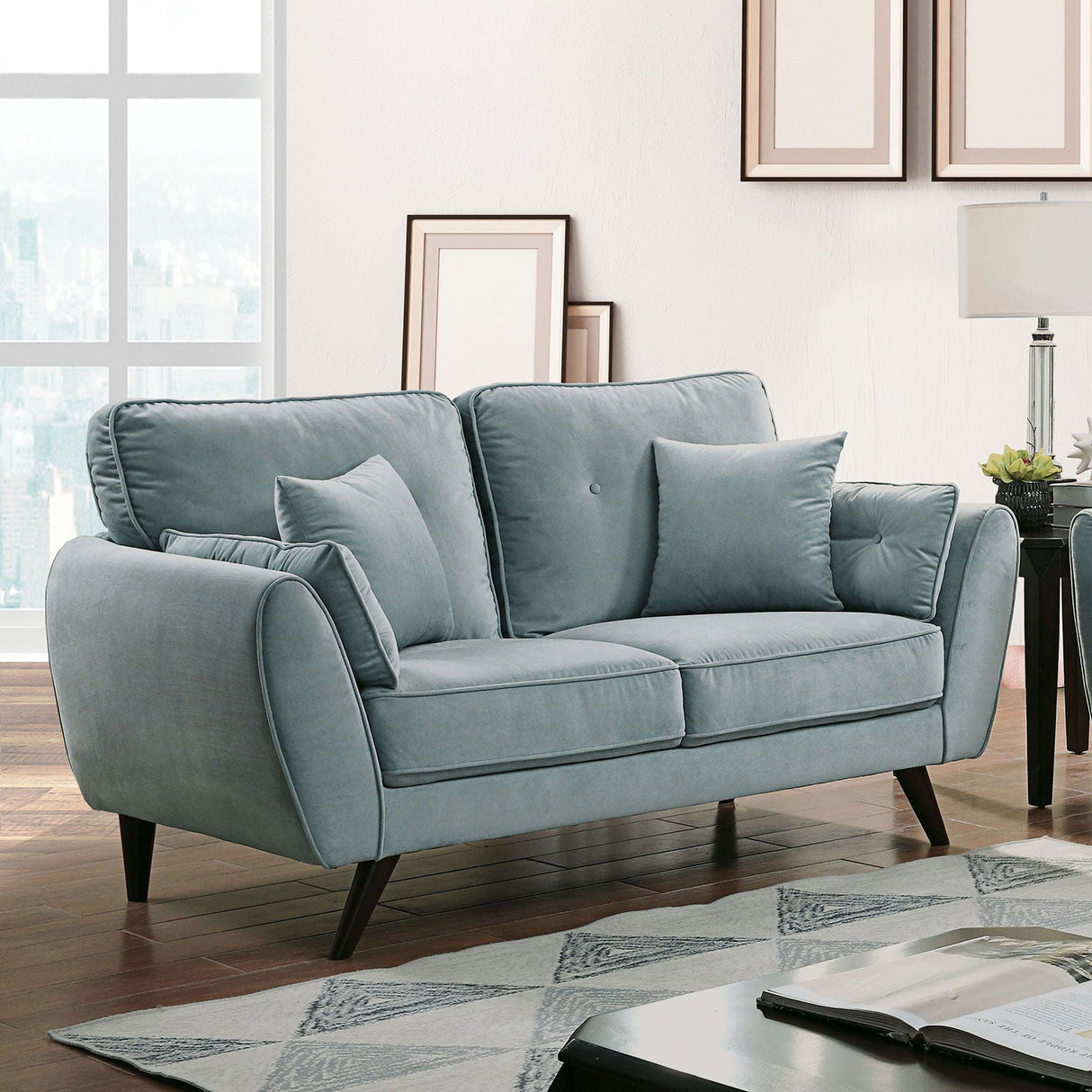 Phillipa - Sofa & Loveseat - Light Teal - Home Elegance USA