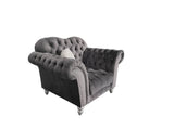 Galaxy Home Jessica Living Room Velvet Material Chair in Color Gray - Home Elegance USA