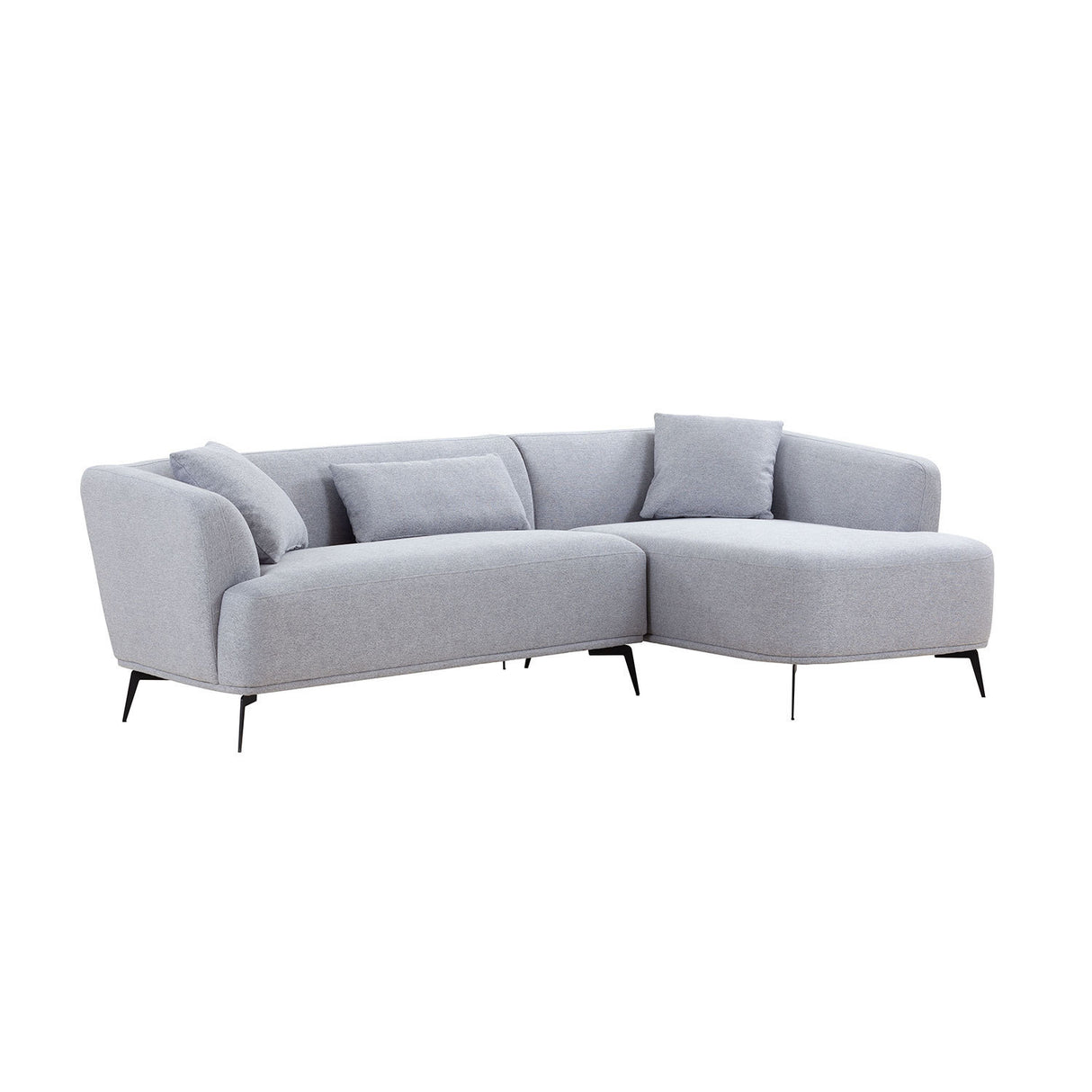 L-Shape Sectional Sofa Couch with Chaise,Metal Legs,Light Grey - Home Elegance USA