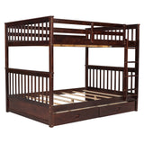 Full-Over-Full Bunk Bed with Ladders and Two Storage Drawers (Espresso) - Home Elegance USA