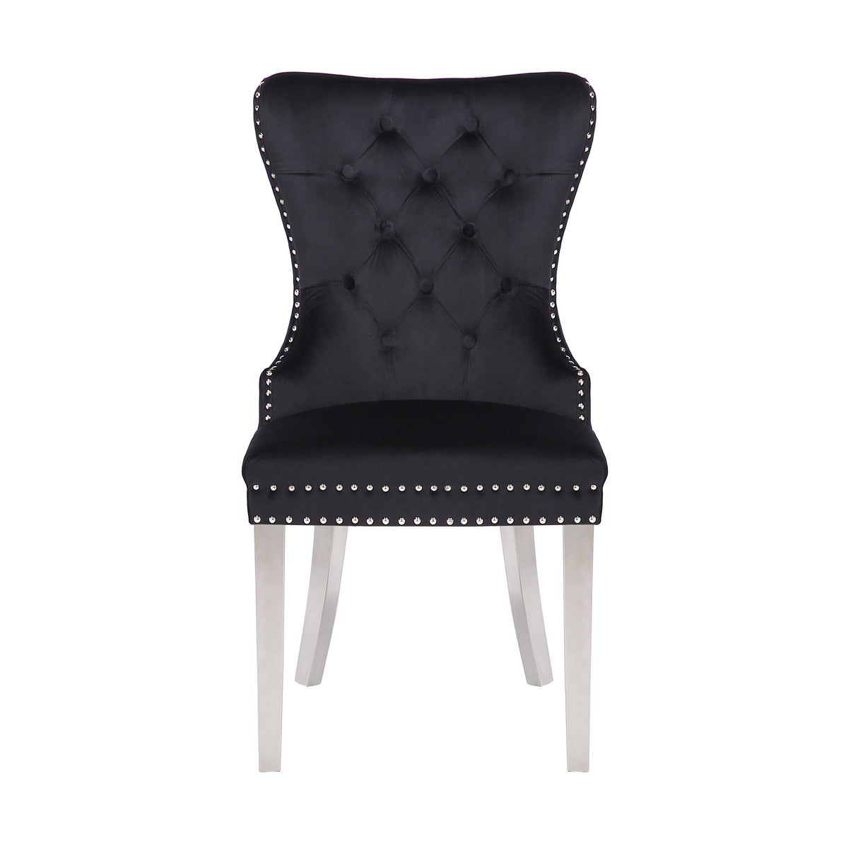 Simba Stainless Steel 2 Piece Chair Finish with Velvet Fabric in Black - Home Elegance USA