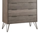 Contemporary Three-Tone Gray Finish Chest of Drawers Perched atop Metal Legs Acacia Veneer Modern Bedroom Furniture - Home Elegance USA