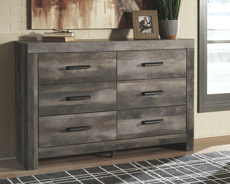 Wynnlow - Gray - 8 Pc. - Dresser, Mirror, Chest, King Crossbuck Panel Bed, 2 Nightstands - Home Elegance USA