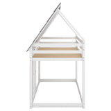 House Bunk Bed with Roof and Built-in Ladder,White(OLD SKU:GX000517AAK) - Home Elegance USA