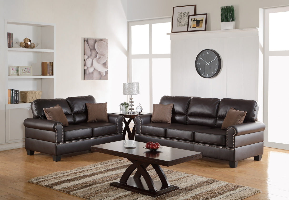 Black Bonded Leather 2pc Sofa Set
