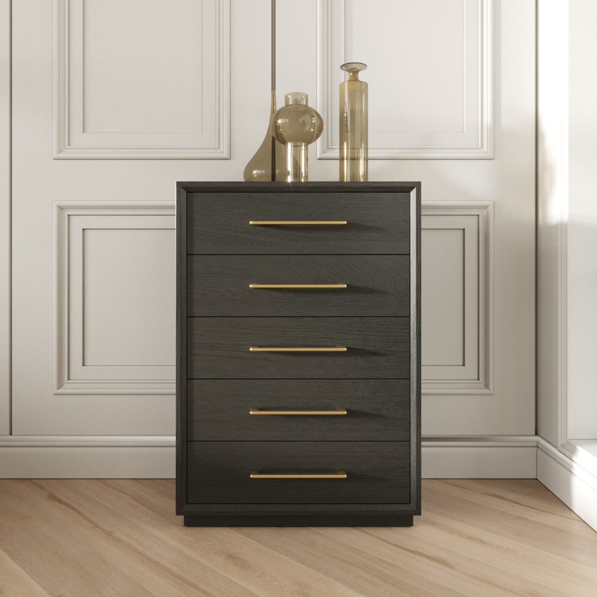 Vig Furniture Modrest Manhattan- Contemporary Grey and Gold Chest