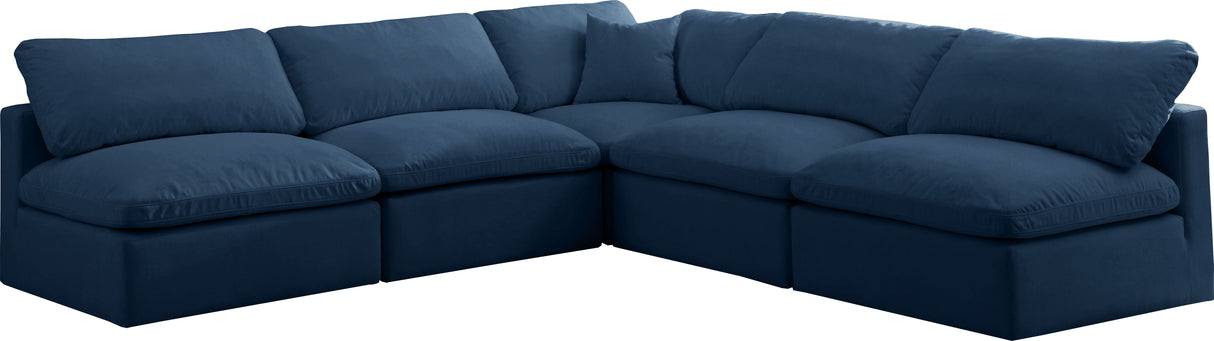 Plush - Cloud 5 Piece Modular Sectional - Navy - Fabric - Home Elegance USA