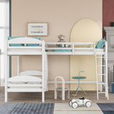 Twin L-Shaped Bunk Bed and Loft Bed - White(OLD SKU :LP000023AAK) - Home Elegance USA