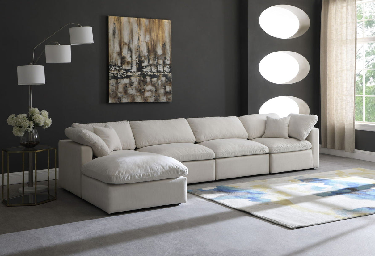 Plush - Cloud Modular Sectional 5 Piece - Cream - Fabric - Home Elegance USA