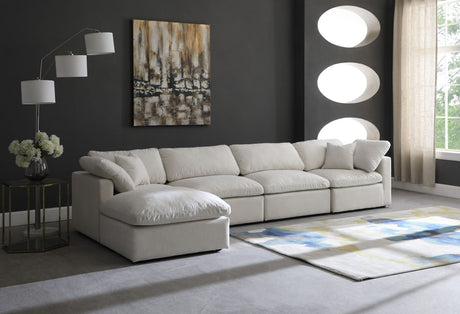 Plush - Cloud Modular Sectional 5 Piece - Cream - Fabric - Home Elegance USA