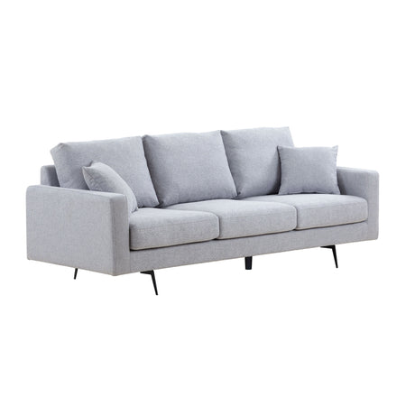 Modern Three Seat Sofa Couch with 2 Pillows, Light Grey Perfect for Every Occasion Home Elegance USA