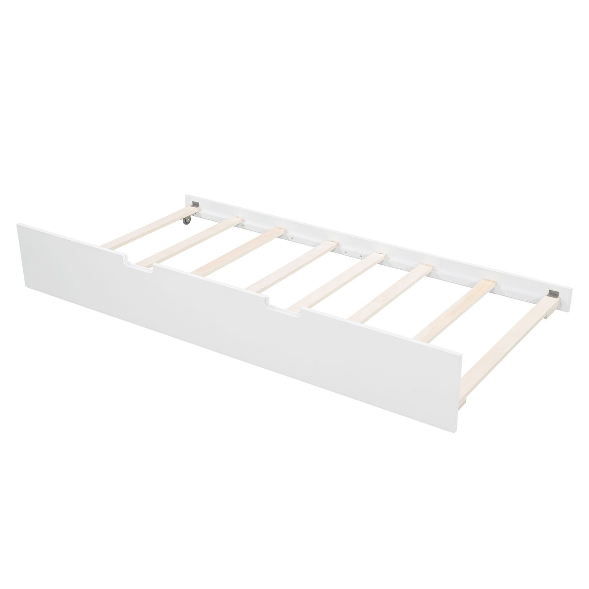 Full size Daybed with Twin size Trundle, Wood Slat Support, White Home Elegance USA