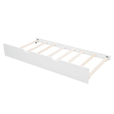 Full size Daybed with Twin size Trundle, Wood Slat Support, White Home Elegance USA