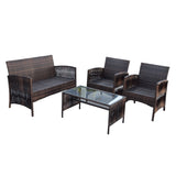 Outdoor Patio Furniture Set 4 Pieces Sectional Sofa Sets PE Rattan Patio Conversation Set with Coffee Tables without Cushion