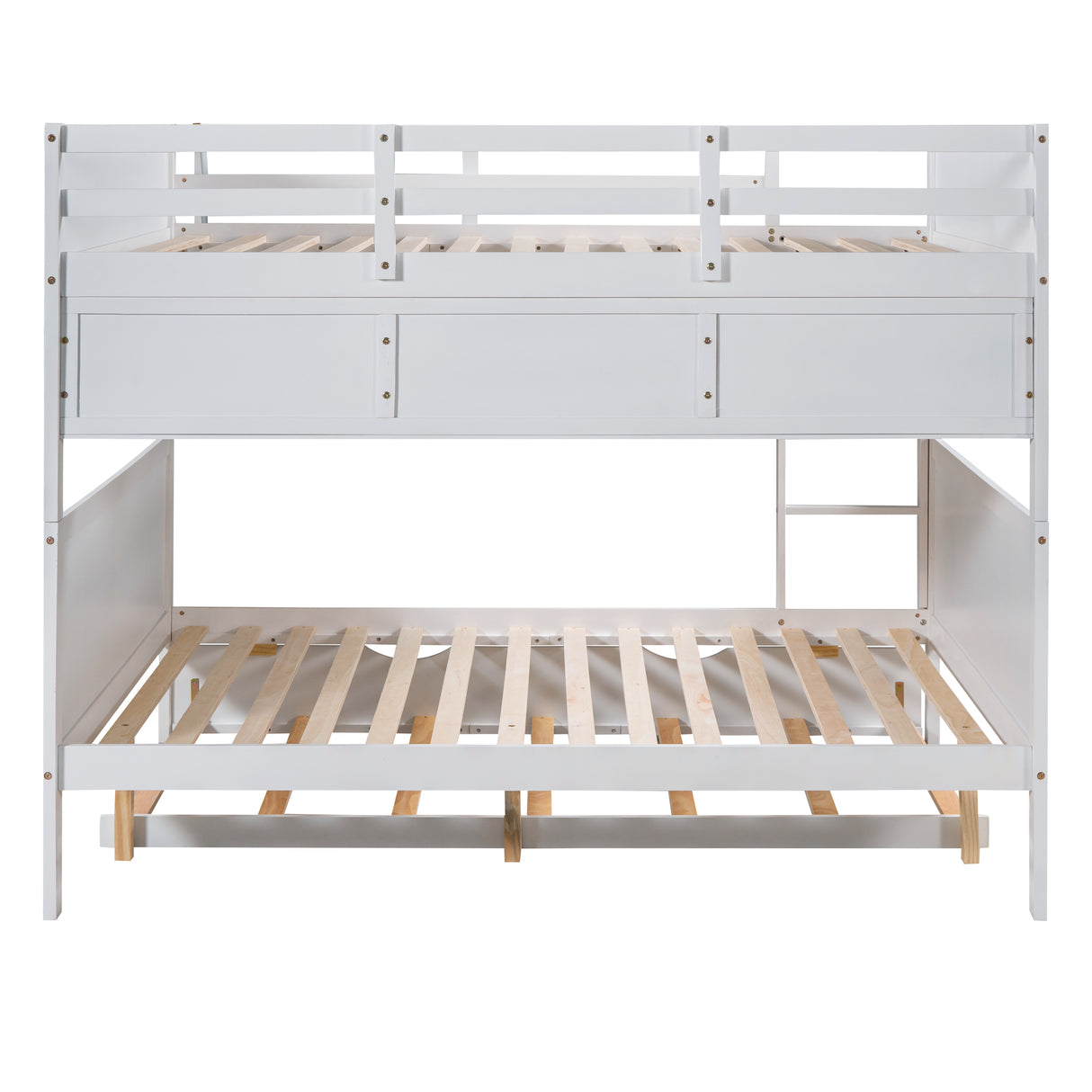 Full-Over-Full Bunk Bed with Twin size Trundle , Separable Bunk Bed with Bookshelf for Bedroom-White - Home Elegance USA