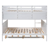 Full-Over-Full Bunk Bed with Twin size Trundle , Separable Bunk Bed with Bookshelf for Bedroom-White - Home Elegance USA